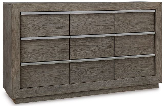 Benchcraft® Anibecca 6-Piece Weathered Gray Queen Upholstered Panel Bed Set-2