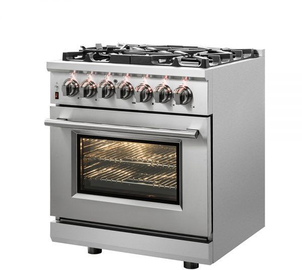 FORNO® Massimo 30" Stainless Steel Pro Style Dual Fuel Range-2