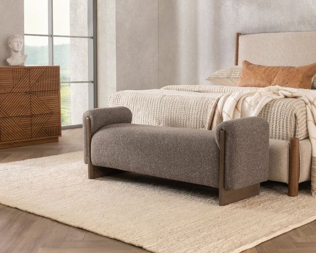 Classic Home Sierra Bronzed Cocoa Upholstered Bench-1