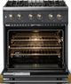 Viking® 5 Series 30" Cast Black Pro Style Dual Fuel (NG) Range with Brushed Brass Trim-1