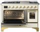Ilve® Majestic III 48" Antique White Pro Style Dual Fuel Liquid Propane Range with Triple Glass Door and Brass Trim-3