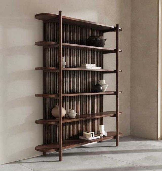 Classic Home Redford Bark Brown Tall Bookcase-1