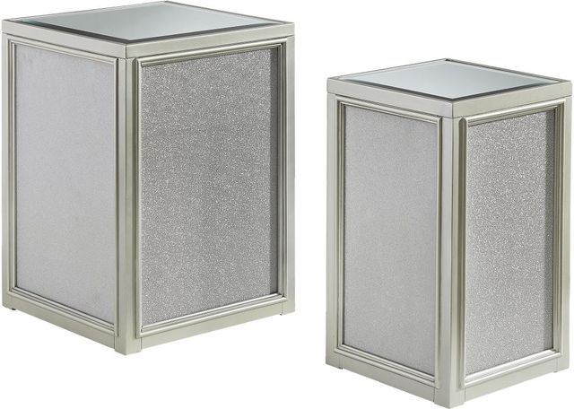 Signature Design by Ashley® Traleena 2-Piece Mirrored Top End Table Set with Metallic Silver Base-2