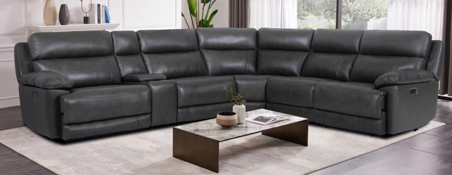CHEERS Platte 6-Piece Madrid Granite Triple Power Reclining Sectional with Console and Power Headrest-1