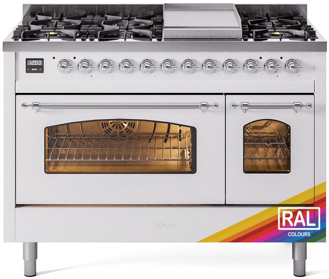 Ilve® Nostalgie II Series 48" Custom RAL Color Pro Style Dual Fuel Range-2