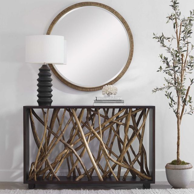Uttermost® Teak Maze Walnut Console Table-1