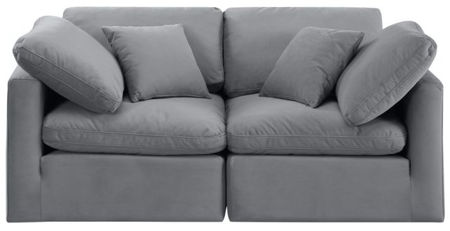 Meridian Furniture Indulge 2-Piece Gray Velvet Sofa-1