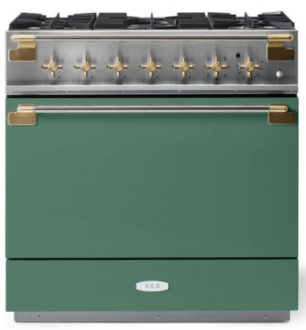 AGA™ Elise Series 36" Stainless Steel Pro Style Dual Fuel Range with Mineral Green Door-0