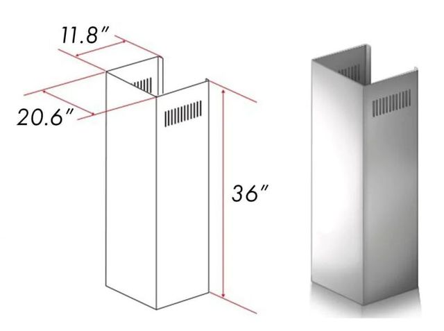 ZLINE 36" Stainless Steel Chimney Extension -2