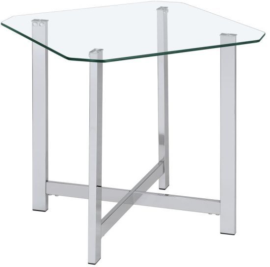 Coaster® Cronin Square Tempered Glass Top End Table with Chrome Base-0