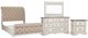 Liberty Furniture Abbey Park 4-Piece Antique White/Weathered Brown King Upholstered Sleigh Bedroom Set-0