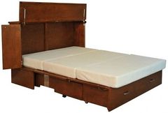 CabinetBed Inc.™ Premium Park Avenue Brown Queen Cabinet Bed