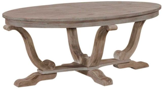 Liberty Furniture Greystone Mill Stone White Wash Oval Cocktail Table-0