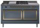 Ilve® Nostalgie II Noblesse 60'' Blue Gray Pro Style Dual Fuel Range with Brass Trim-0