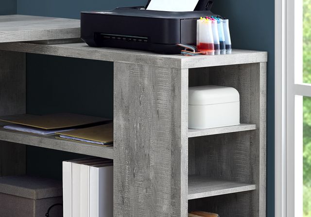 Monarch Specialties Inc. Grey Reclaimed Wood L Shaped Corner Desk-2