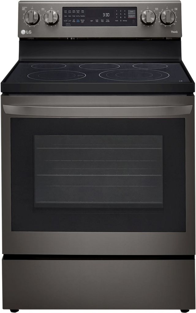 Clearance LG 30" PrintProof™ Black Stainless Steel Freestanding Electric Smart Range with Air Fry-2