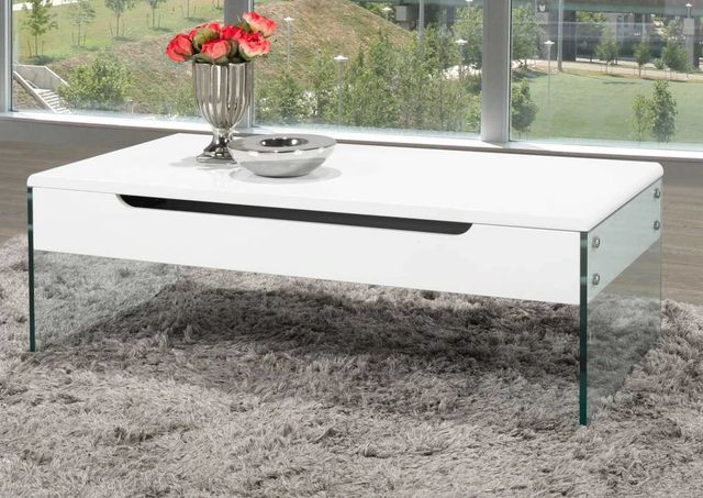 Brassex Inc. White Coffee Table with Glass Base-1