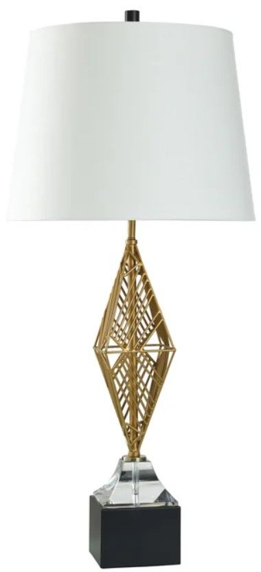 StyleCraft Black/Gold Veil/White Table Lamp-0