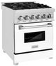 ZLINE Legacy 24" Stainless Steel Pro Style Dual Fuel Range with 4 Burner Gas Cooktop and Electric Convection Oven in White Matte Door-2
