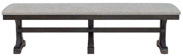 Elements International Montrose Espresso/Light Gray Upholstered Dining Bench-3