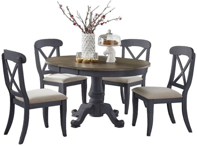 Liberty Furniture Ocean Isle 5-Piece Slate/Weathered Pine Pedestal Table Set-0