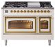 Ilve® Nostalgie II Noblesse 48'' Antique White Pro Style Dual Fuel Range with Brass Trim-0