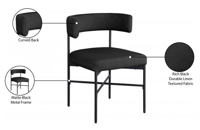 Meridian Furniture Rivage Black/Matte Black Upholstered Dining Side Chair-3