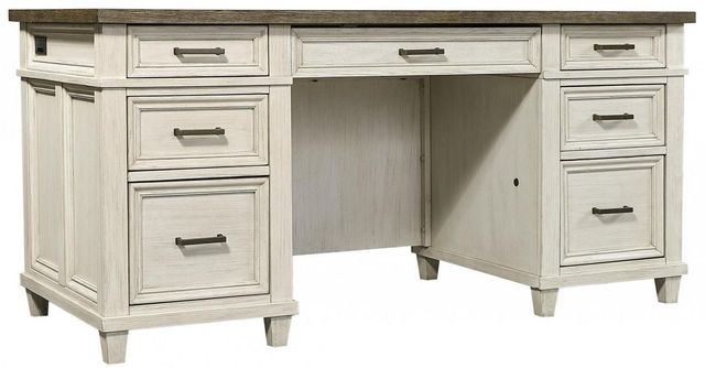 Aspenhome® Caraway Aged Ivory 66" Executive Desk-0