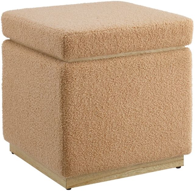 Linon Sunny Tan Square Storage Ottoman-0