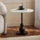 Renwil® Corrine White Marble Top Side Table with Matte Black Base-4