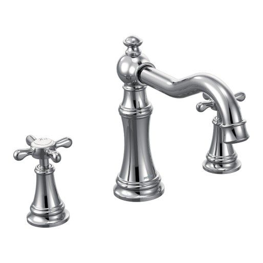 Moen® Weymouth Chrome Two-Handle High Arc Roman Tub Faucet-1