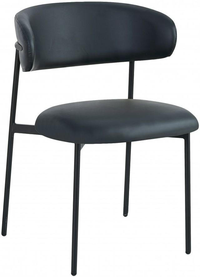 Meridian Furniture Lupita Black/Matte Black Vegan Leather Dining Chair-0
