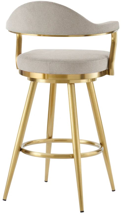 Armen Living Justin Gold/Taupe Swivel Bar Stool-4
