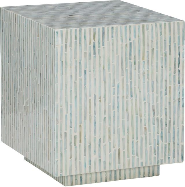 Linon Capiz Blue/Ivory Square Side Table-0