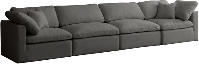 Meridian Furniture Plush Grey Velvet Standard Cloud Modular Sofa-0