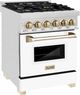 ZLINE Autograph Edition 24" Stainless Steel Pro Style Dual Fuel Range with Polished Gold Accents-3