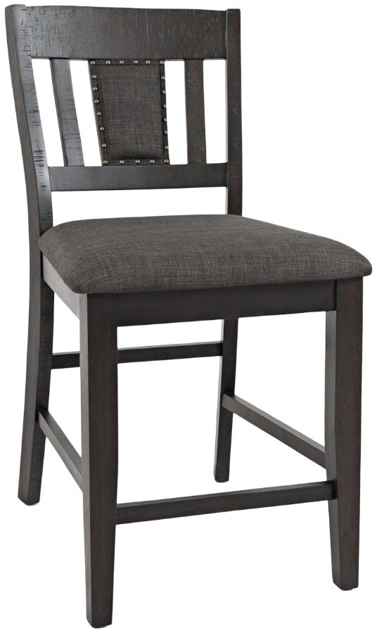 Jofran Inc. American Rustics Black/Brown Upholstered Slatback Counter Stool-0