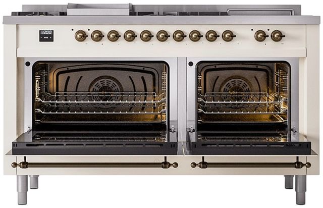 Ilve® Nostalgie II Series 60" Antique White Pro Style Dual Fuel Range-1