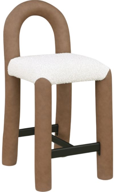 Meridian Furniture Amari Brown/Cream Upholstered Counter Stool-0