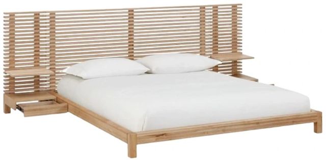 Modus Furniture Tanner Flaxen Wall Full Panel Bed with Integrated Nightstands-0