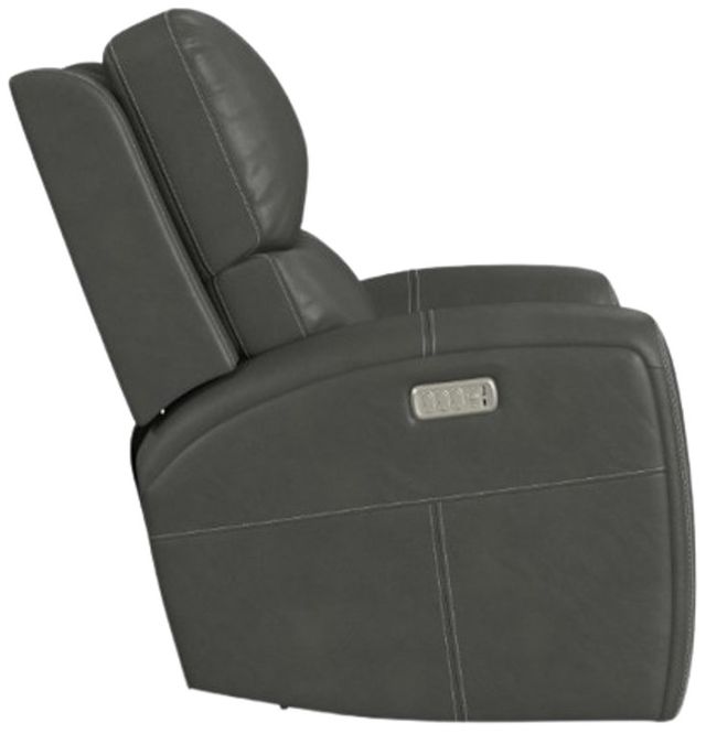 Flexsteel® Linden Charcoal Leather Power Swivel Gliding Recliner with Power Headrest, Lumbar, Heat and Massage-4