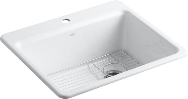 KOHLER® Riverby® White 25" 1-Faucet Hole Top-Mount Single-Bowl Kitchen Sink-0
