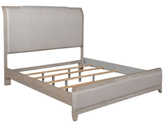 Liberty Furniture Belmar Knubby/Silver Champagne/Washed Taupe King Upholstered Sleigh Bed-0