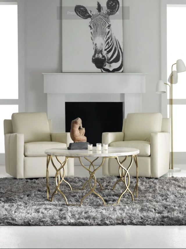 Hooker® Furniture Melange Corrina White Onyx Cocktail Table with Gold Leaf Base-1