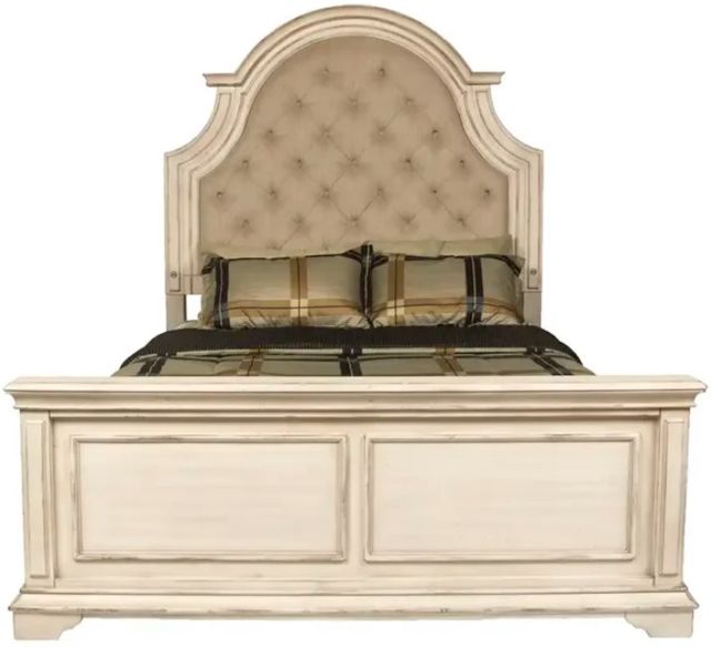 New Classic® Home Furnishings Anastasia Antique White Queen Panel Bed-2