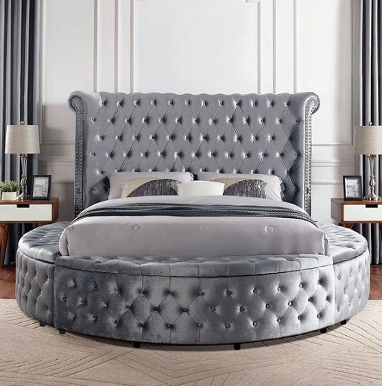 Furniture of America® Sansom 4-Piece Gray Queen Sleigh Bedroom Set-1