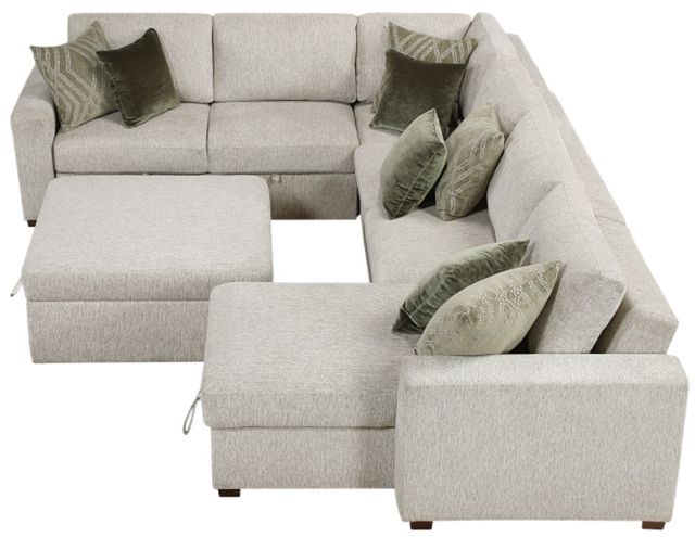 Homelegance® Isla 5-Piece Sand Modular Sectional with Reversible Chaise, Pull-out Bed and Ottoman-3