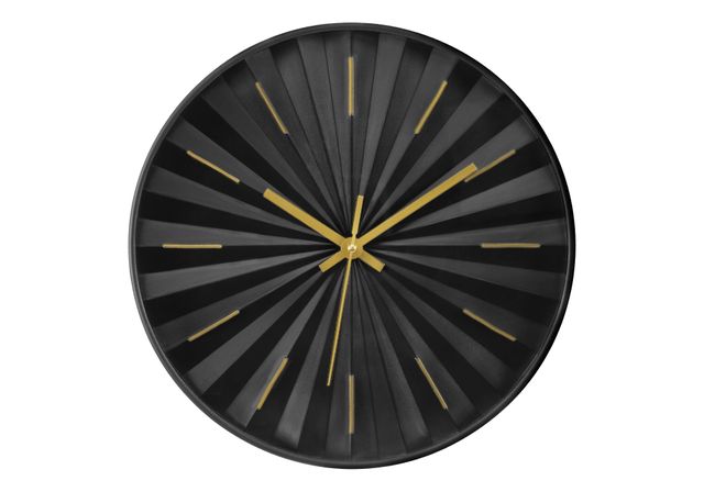 Monarch Specialties Inc. Black 12" Wall Clock with Gold Time Markers-0