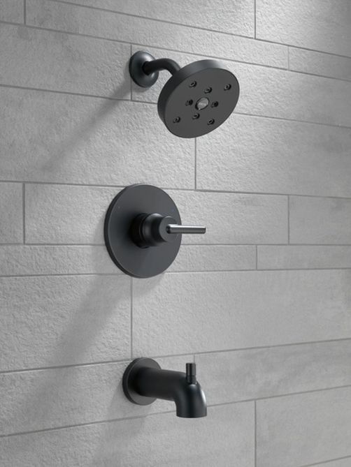 Delta Trinsic® Monitor® 14 Series Matte Black H2Okinetic® Tub and Shower Trim-3