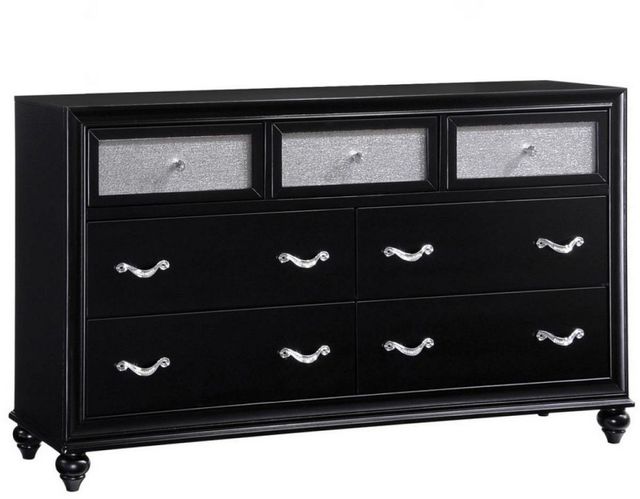 Coaster® Barzini 4-Piece Black/Grey Queen Upholstered Bedroom Set-3